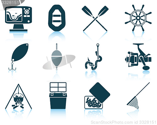 Image of Set of fishing icons