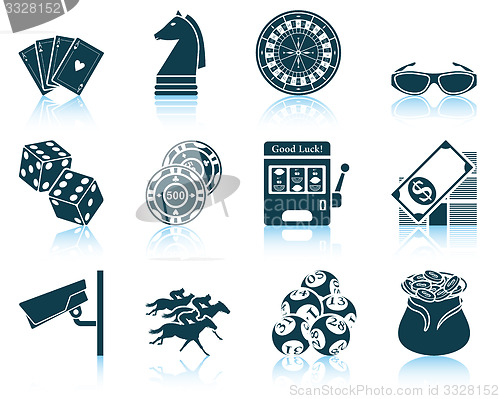 Image of Set of casino icons.