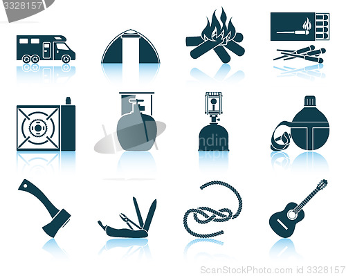 Image of Set of camping icons.