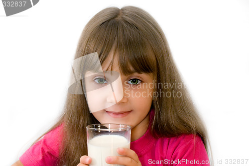 Image of The girl drinks milk