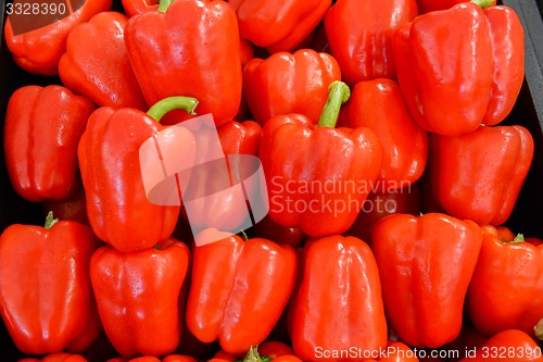 Image of neatly folded red bell peppers