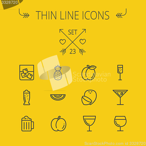 Image of Food thin line icon set