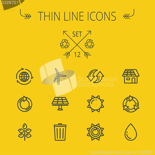 Image of Ecology thin line icon set