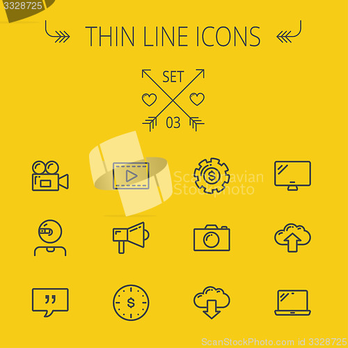 Image of Technology thin line icon set