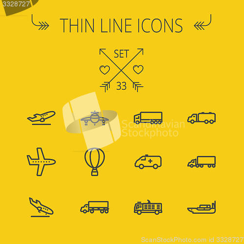 Image of Transportation thin line icon set