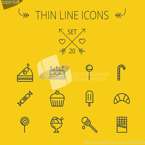 Image of Food thin line icon set