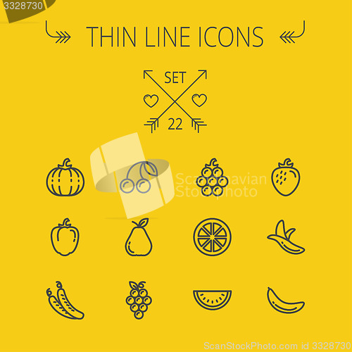 Image of Food thin line icon set