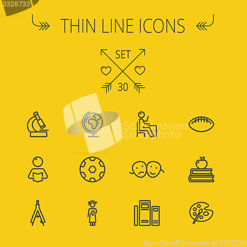 Image of Education thin line icon set