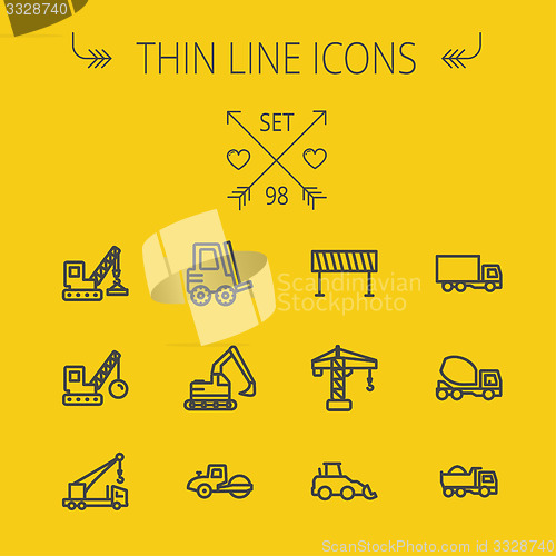 Image of Construction thin line icon set