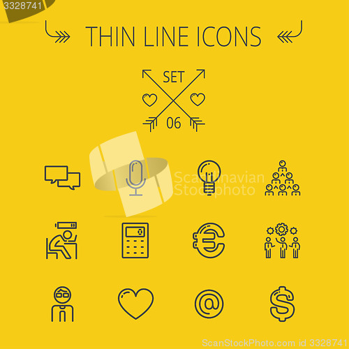 Image of Business thin line icon set