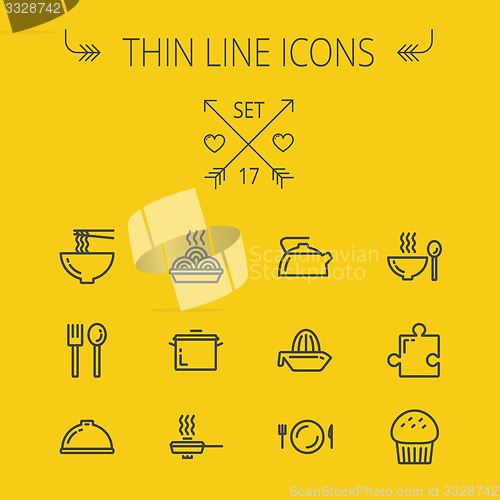 Image of Food thin line icon set