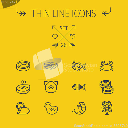 Image of Food thin line icon set