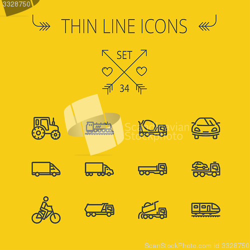 Image of Transportation thin line icon set