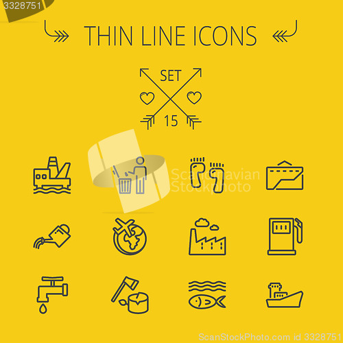 Image of Ecology thin line icon set