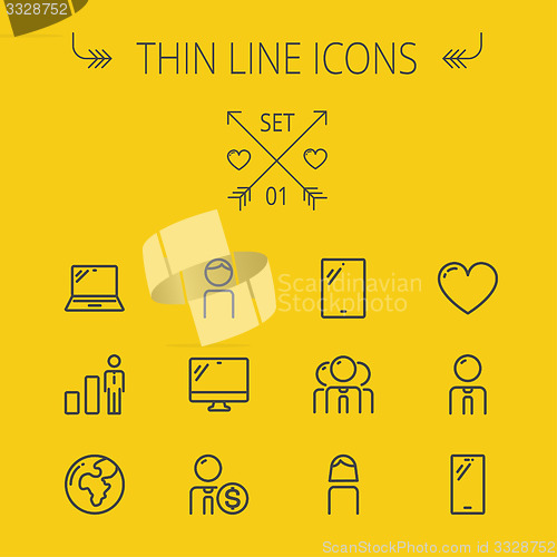 Image of Technology thin line icon set