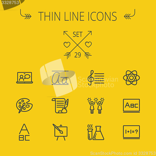 Image of Education thin line icon set