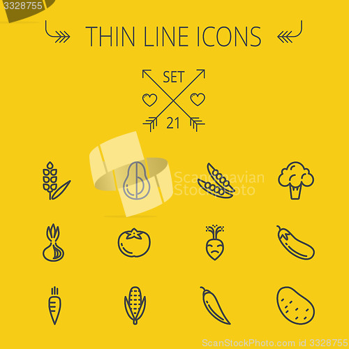 Image of Food thin line icon set