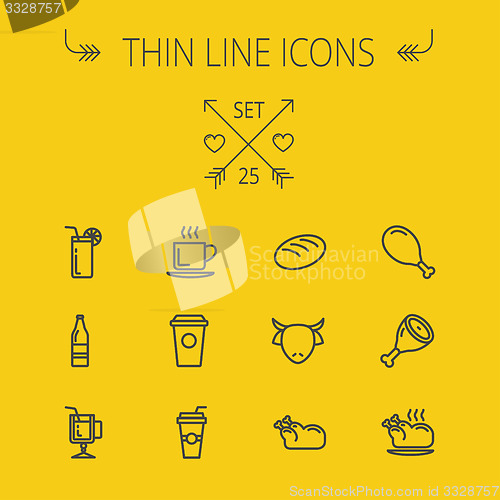 Image of Food thin line icon set