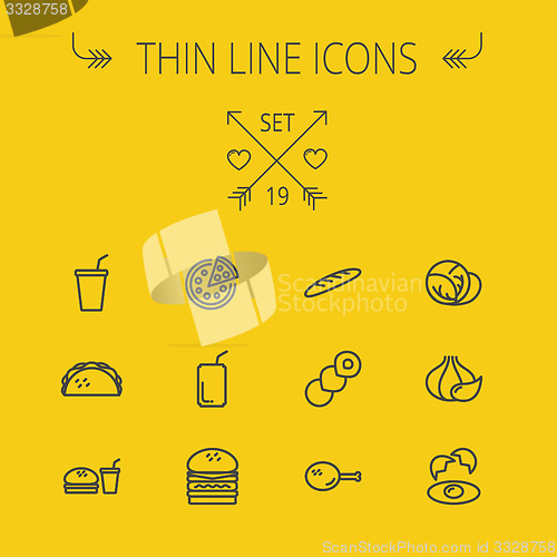 Image of Food thin line icon set