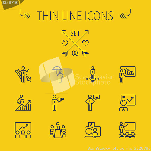Image of Business thin line icon set.