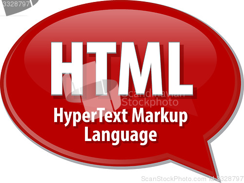 Image of HTML acronym definition speech bubble illustration