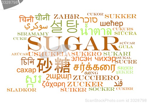 Image of Sugar multilanguage wordcloud background concept