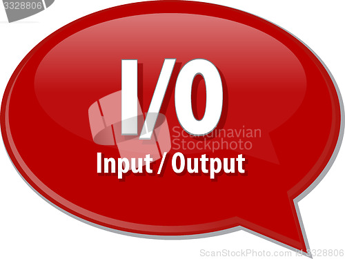 Image of I/O acronym definition speech bubble illustration