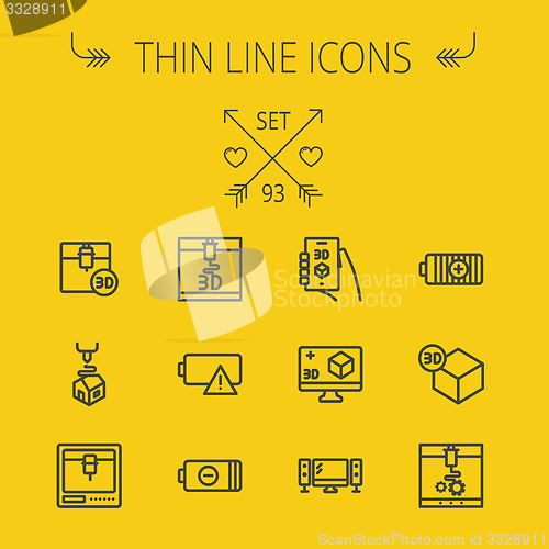 Image of Technology thin line icon set