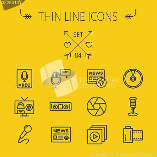 Image of Mutimedia thin line icon set