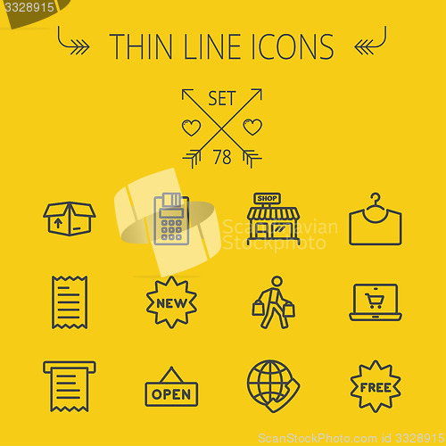 Image of Business shopping thin line icon set