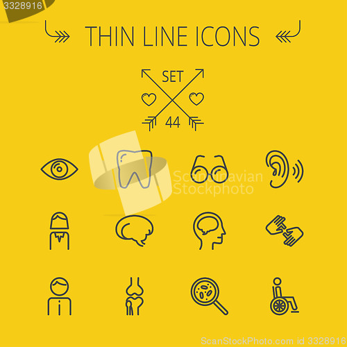 Image of Medicine thin line icon set