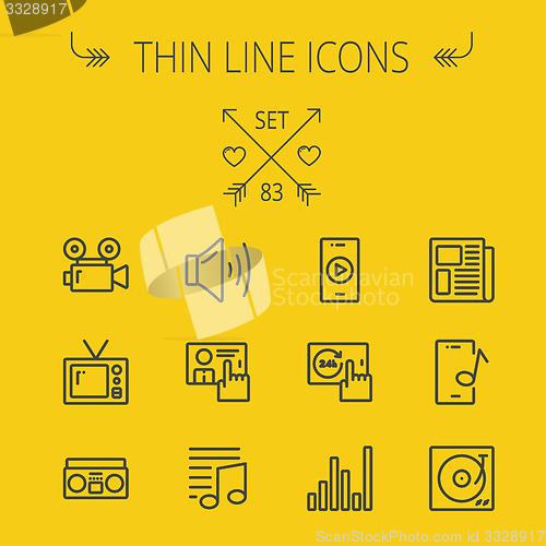 Image of Mutimedia thin line icon set