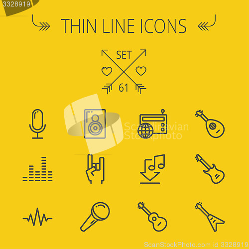 Image of Music and entertainment thin line icon set