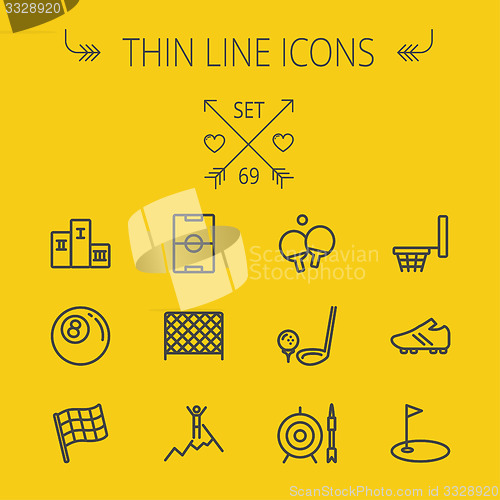 Image of Sports thin line icon set