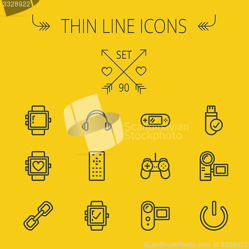 Image of Technology thin line icon set