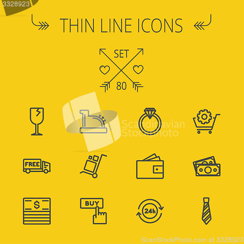 Image of Business shopping thin line icon set