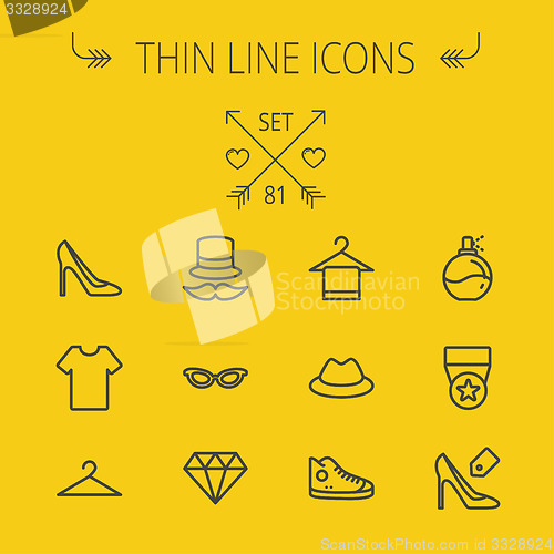 Image of Business shopping thin line icon set