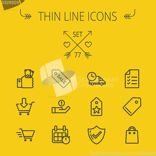 Image of Business shopping thin line icon set