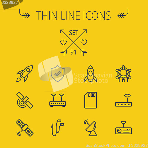 Image of Technology thin line icon set