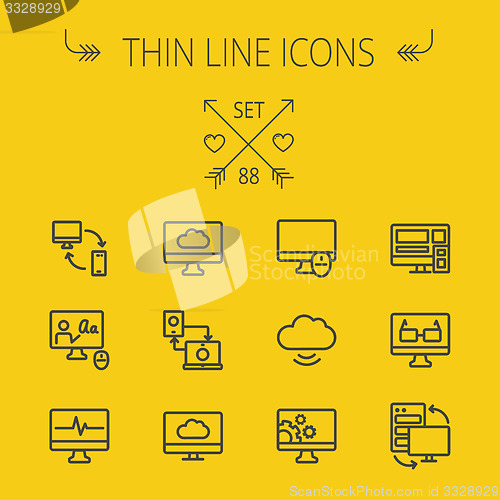 Image of Technology thin line icon set