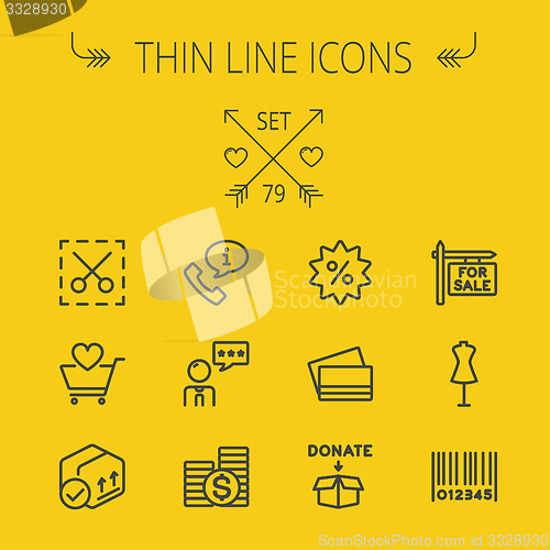 Image of Business shopping thin line icon set
