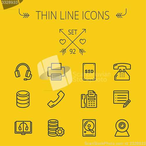 Image of Technology thin line icon set