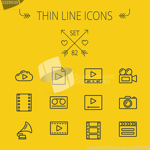 Image of Mutimedia thin line icon set