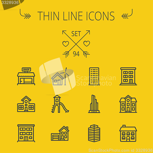 Image of Construction thin line icon set