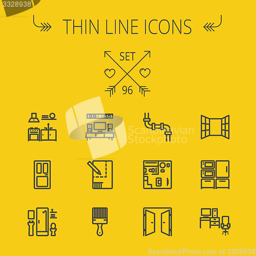 Image of Construction thin line icon set