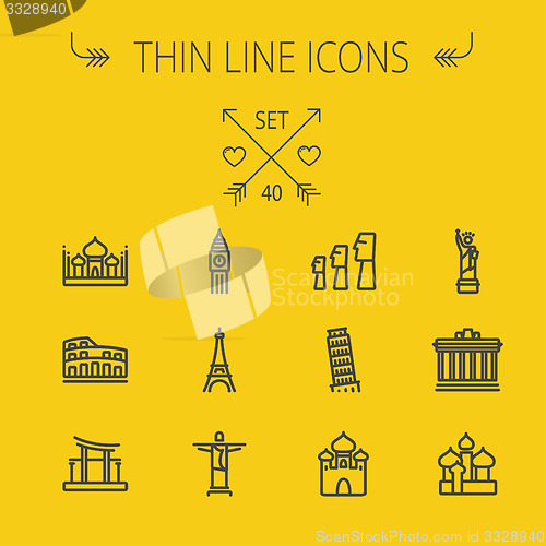 Image of Travel thin line icon set