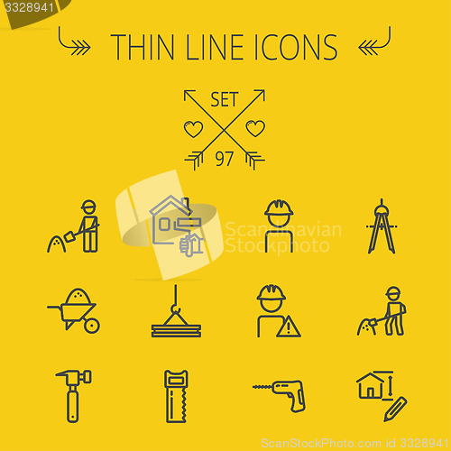 Image of Construction thin line icon set