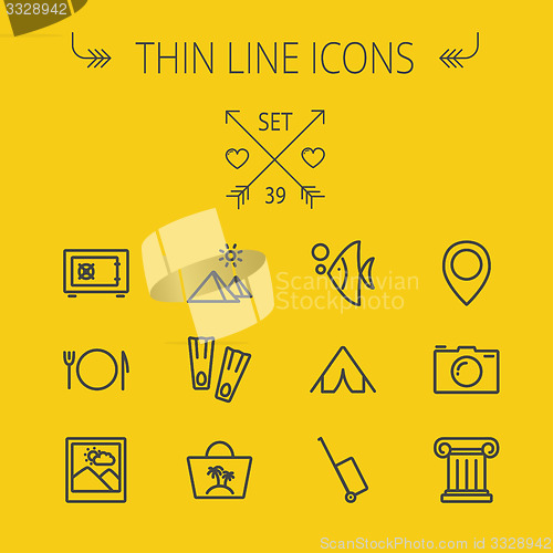 Image of Travel thin line icon set