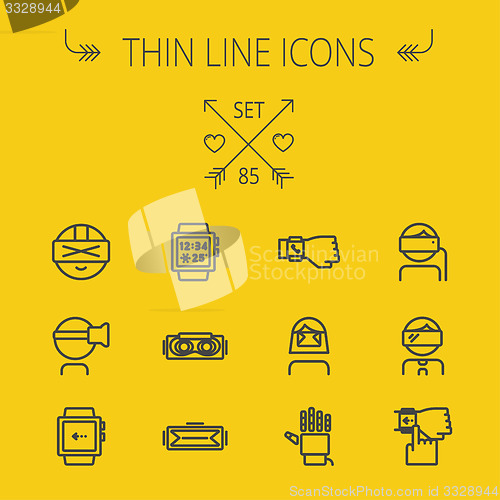 Image of Technology thin line icon set