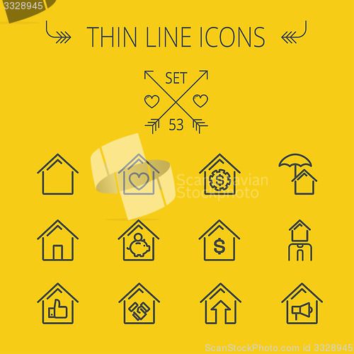 Image of Real Estate thin line icon set